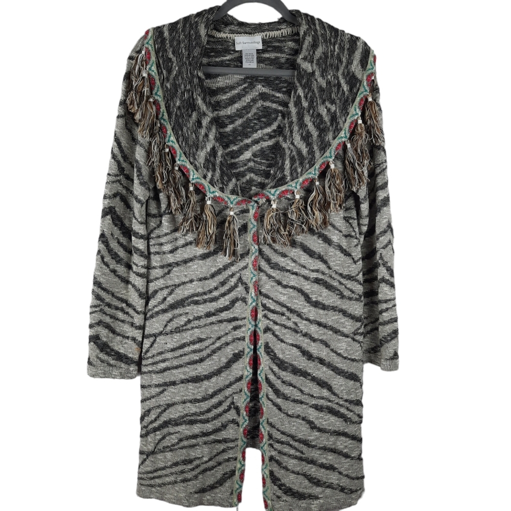 SOFT SURROUNDINGS Zebra Print Sweater Shrug Cardigan